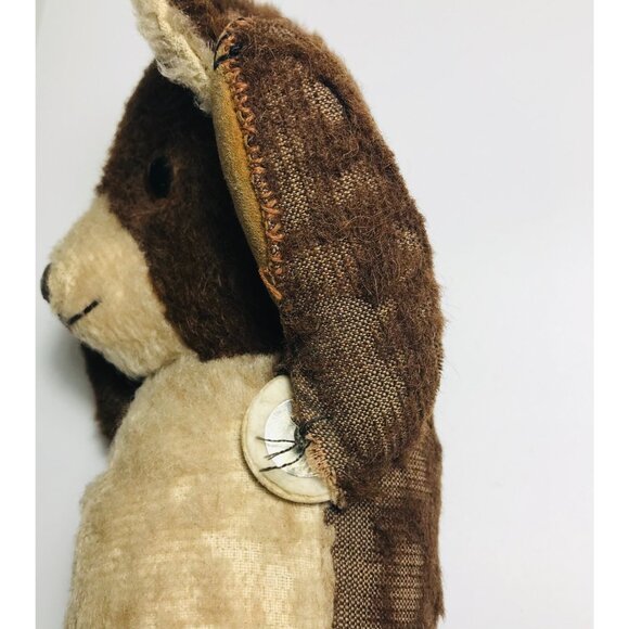 Antique Mohair Bear Two Tone Brown & White Jointed Glass Eyes Claws Tongue Teddy - Picture 14 of 15